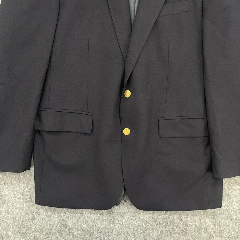 Chaps Ralph Lauren Mens 48L Navy Blue 100% Wool Blazer Gold Crest Buttons Canada